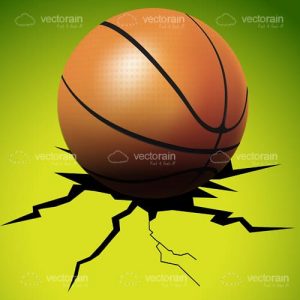 Basketball on cracked surface
